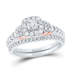 14kt Two-tone Gold Womens Round Diamond Bridal Wedding Engagement Ring Band Set 1.00 Cttw (Certified)