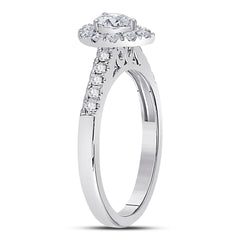 14kt White Gold Womens Pear Diamond Solitaire Bridal Wedding Engagement Ring 1/2 Cttw (Certified)