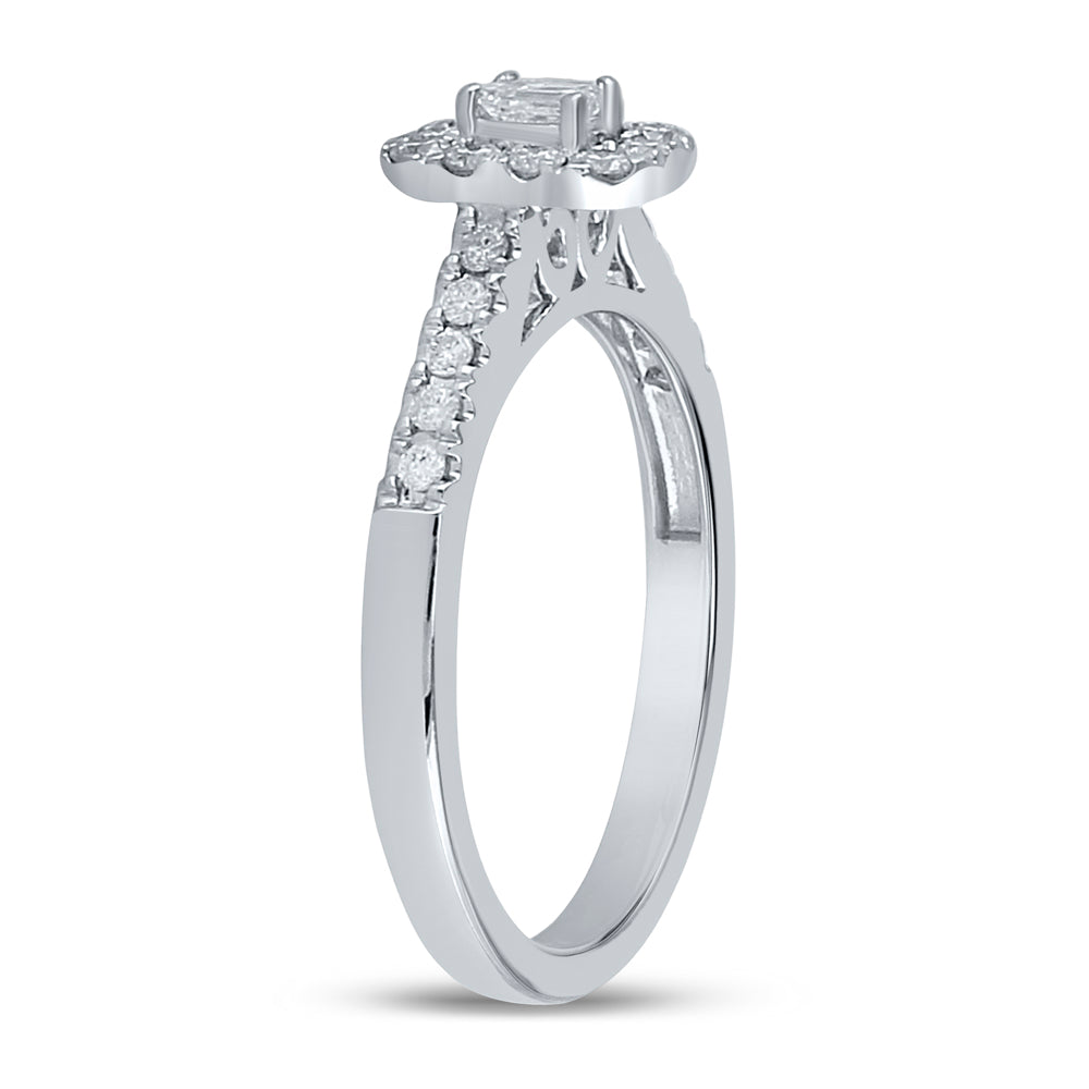 14K White Gold Womens Emerald Diamond Solitaire Bridal Wedding Engagement Ring 1/2 CTW (Certified) 3.09 Gram