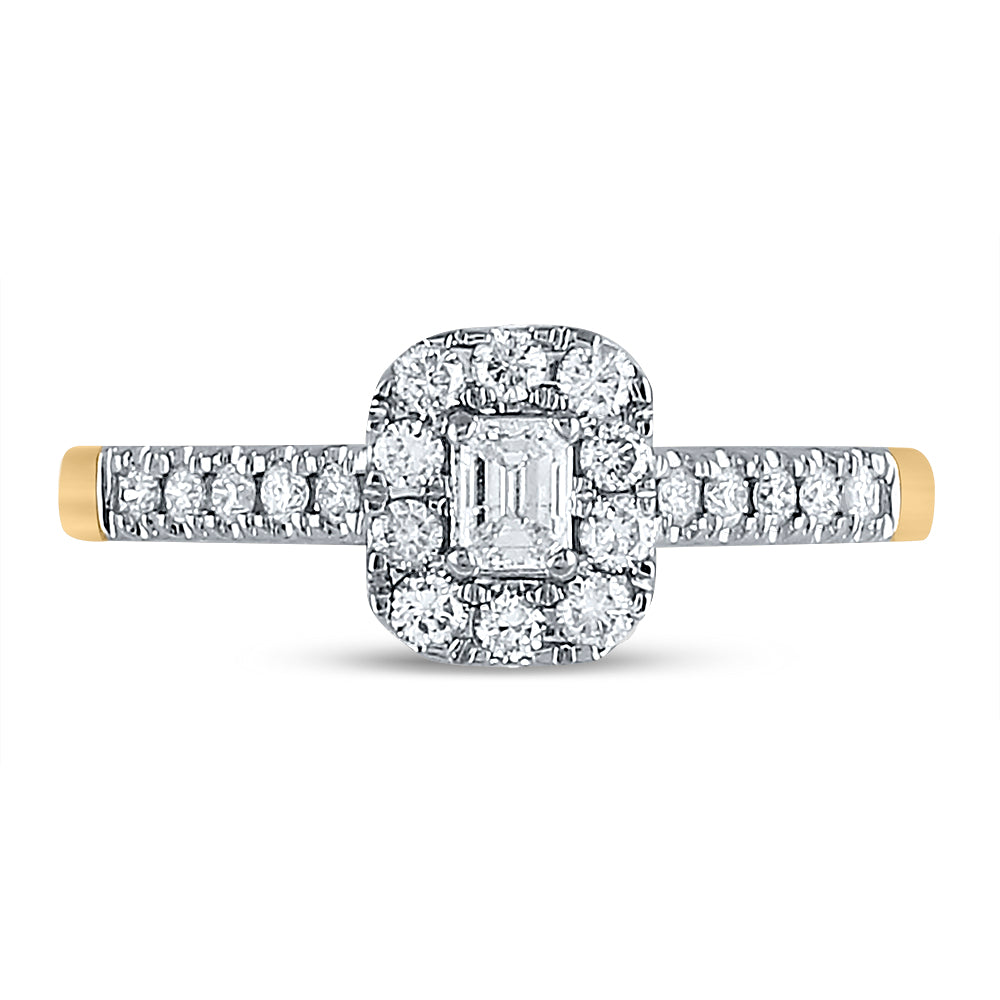 14K Yellow Gold 1/2 Ct-Natural Diamond 1/6 Ct-Cemrl Ring 3.25 Gram