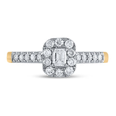 14K Yellow Gold 1/2 Ct-Natural Diamond 1/6 Ct-Cemrl Ring 3.25 Gram