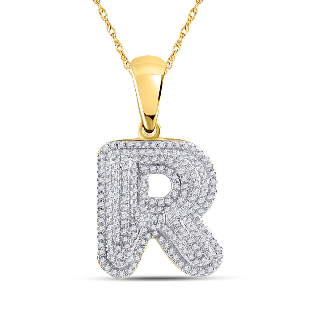 5/8CT-DIA P1P2 INITIAL "R" MENS PENDANT