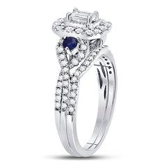 14kt White Gold Womens Emerald Diamond Bridal Wedding Engagement Ring Band Set 1.00 Cttw (Certified)
