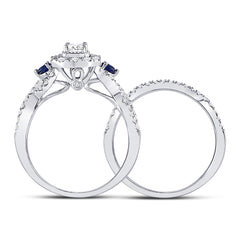 14kt White Gold Womens Emerald Diamond Bridal Wedding Engagement Ring Band Set 1.00 Cttw (Certified)