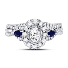 14kt White Gold Womens Oval Diamond Bridal Wedding Engagement Ring Band Set 1.00 Cttw (Certified)