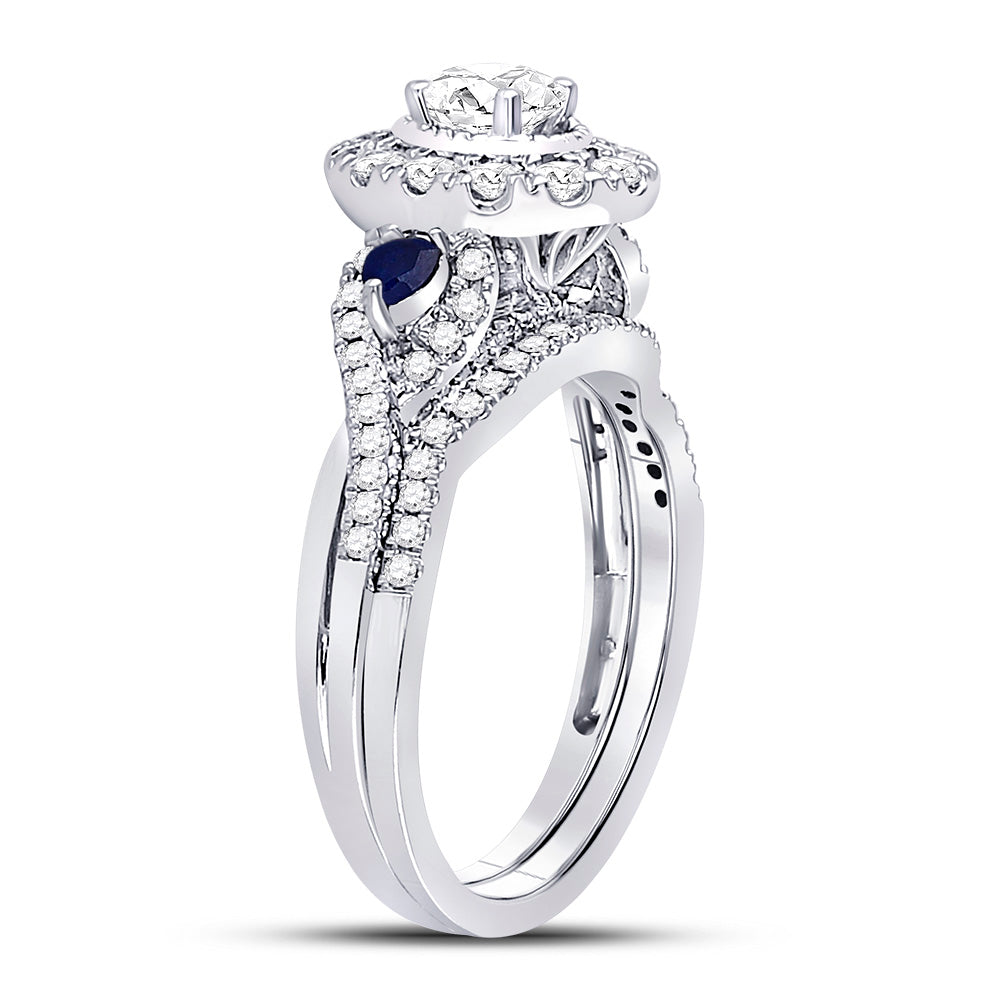 14kt White Gold Womens Oval Diamond Bridal Wedding Engagement Ring Band Set 1.00 Cttw (Certified)