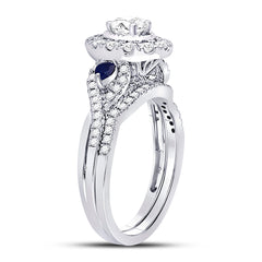 14kt White Gold Womens Oval Diamond Bridal Wedding Engagement Ring Band Set 1.00 Cttw (Certified)