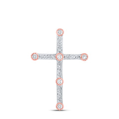 10kt Two-tone Gold Womens Round Diamond Cross Faith Pendant 1/4 Cttw