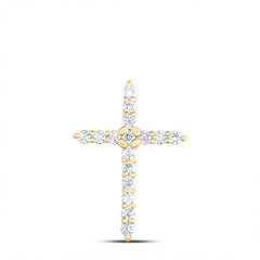 10K Yellow Gold 1/4 CTW-Natural Diamondcross Pendant 0.54 Gram