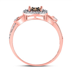 10kt Rose Gold Womens Round Brown Diamond Fashion Cluster Ring 1/4 Cttw