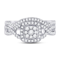 10K White Gold Womens Round Natural Diamond Bridal Wedding Engagement Ring Band Set 5/8 CTW 3.83 Gram