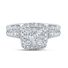 14K White Gold Womens Round Natural Diamond Bridal Wedding Engagement Ring Band Set 1.00 CTW (Certified) 3.56 Gram