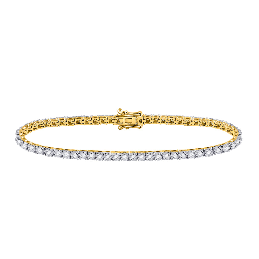 10K Yellow Gold Womens Round Natural Diamond Classic Tennis Bracelet 1.00 CTW 6.42 Gram