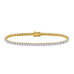 10K Yellow Gold Womens Round Natural Diamond Classic Tennis Bracelet 1.00 CTW 6.42 Gram