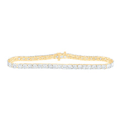 10kt Yellow Gold Womens Round Diamond Classic Tennis Bracelet 2.00 Cttw