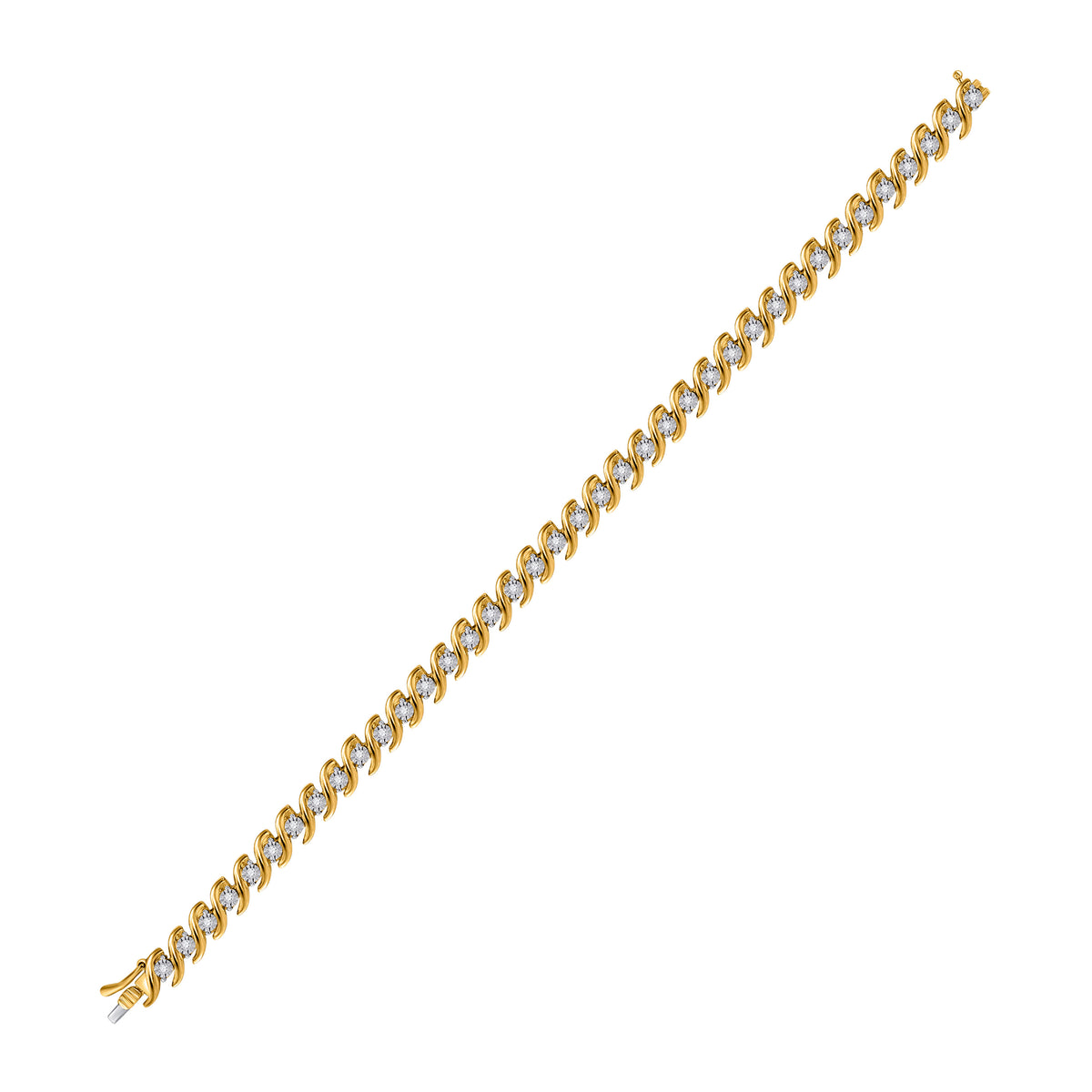 10K Yellow Gold Womens Round Natural Diamond S-Li Tennis Bracelet 1/2 CTW 10.01 Gram
