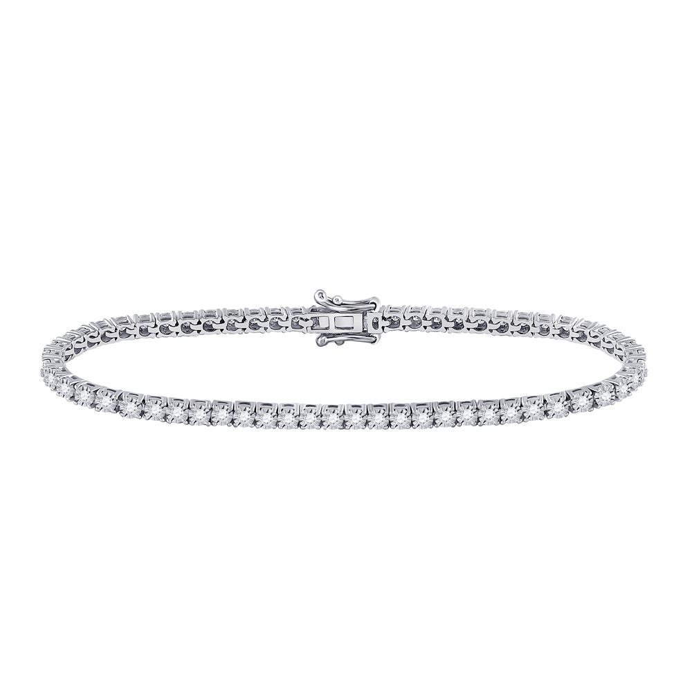 10K White Gold Womens Round Natural Diamond Classic Tennis Bracelet 1.00 CTW 5.54 Gram