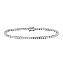10K White Gold Womens Round Natural Diamond Classic Tennis Bracelet 1.00 CTW 5.54 Gram
