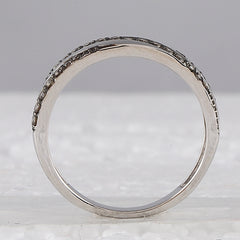 14kt White Gold Womens Round Brown Diamond Alternating Band Ring 1/3 Cttw
