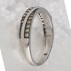 14kt White Gold Womens Round Brown Diamond Alternating Band Ring 1/3 Cttw