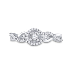 Sterling Silver Womens Round Natural Diamond Halo Promise Bridal Ring 1/5 CTW 1.39 Gram