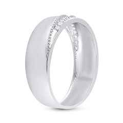 Sterling Silver Mens Round Diamond Wedding Milgrain Band Ring 1/5 Cttw