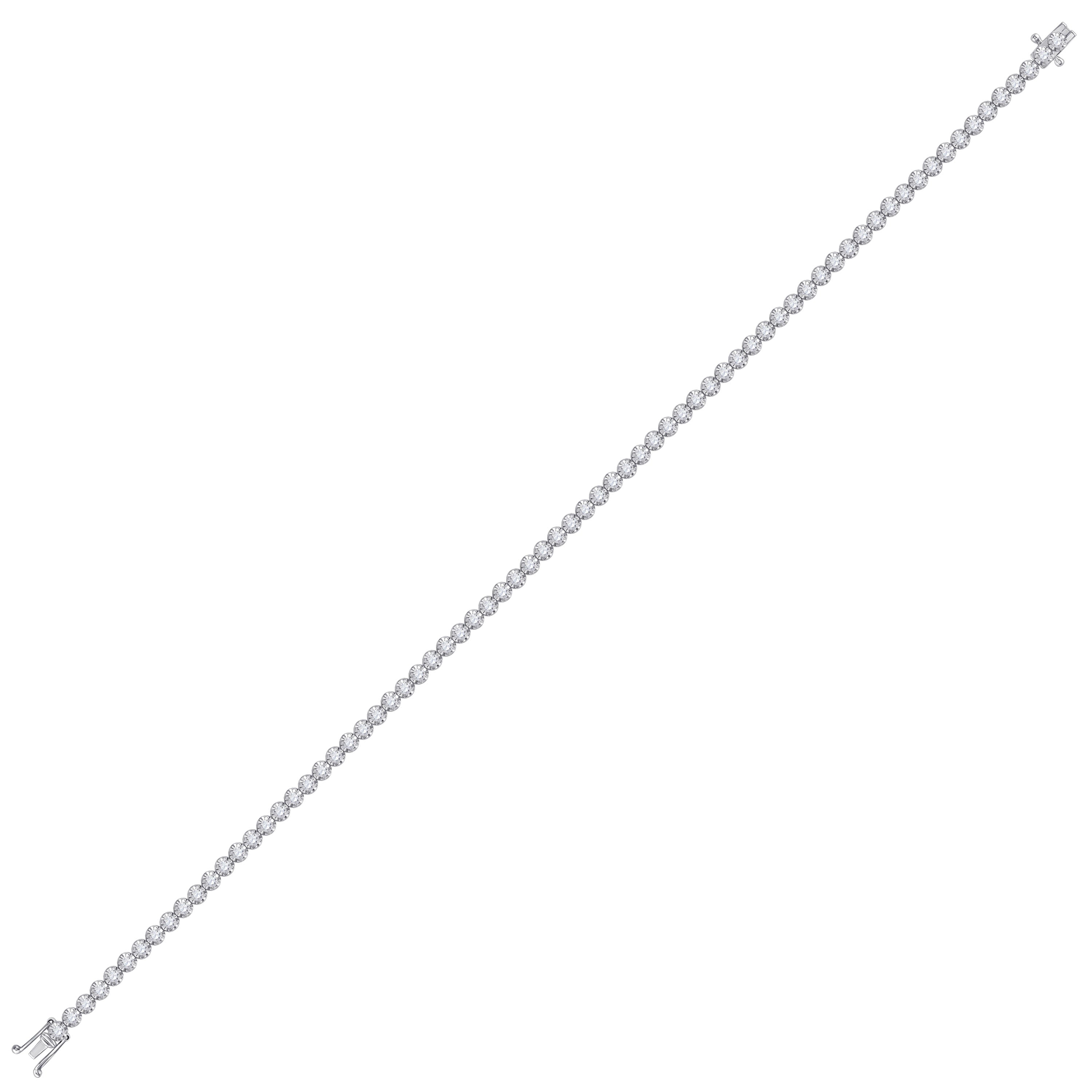 10kt White Gold Womens Round Diamond Classic Tennis Bracelet 1.00 Cttw