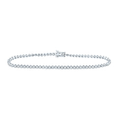 10kt White Gold Womens Round Diamond Classic Tennis Bracelet 1.00 Cttw
