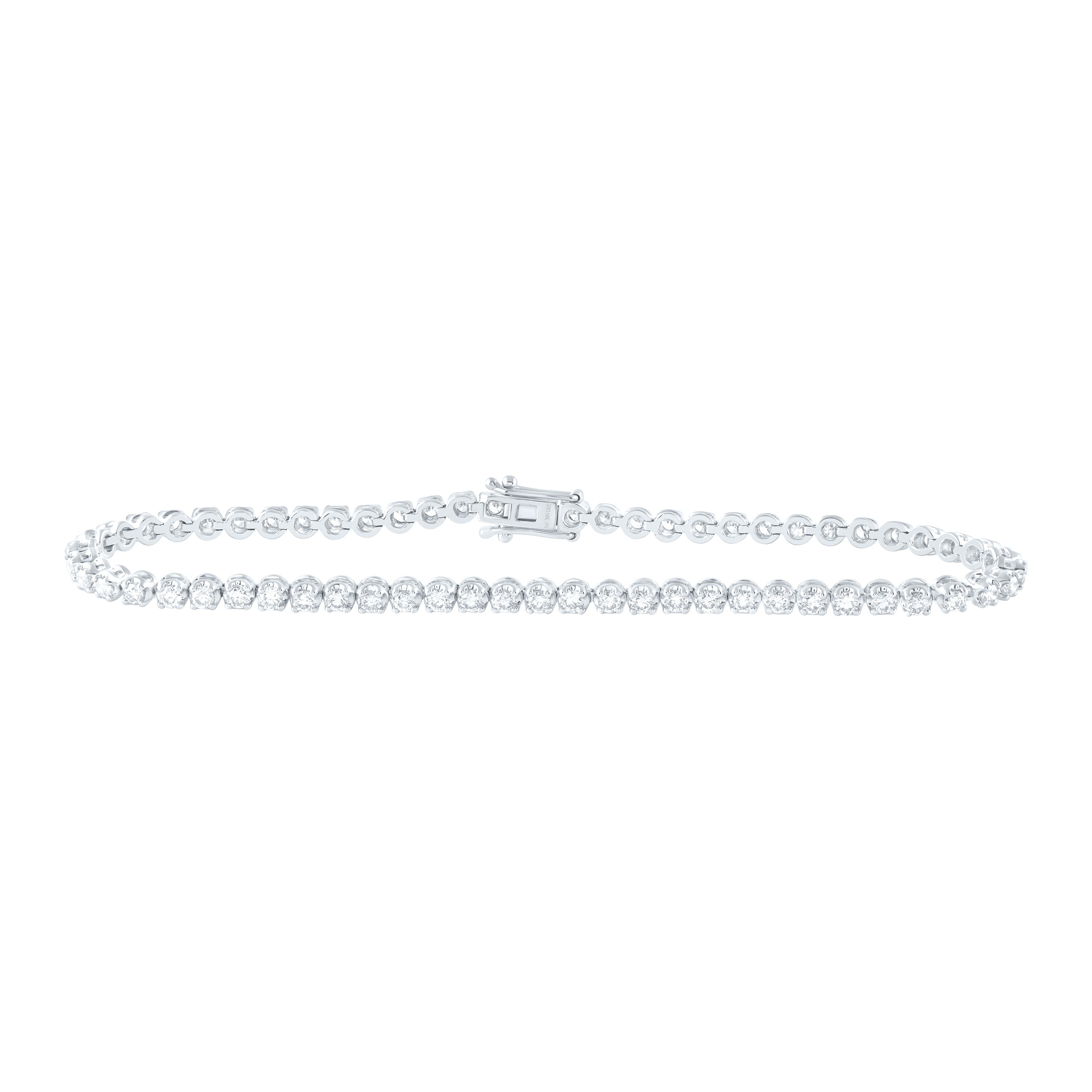 10kt White Gold Womens Round Diamond Classic Tennis Bracelet 2.00 Cttw