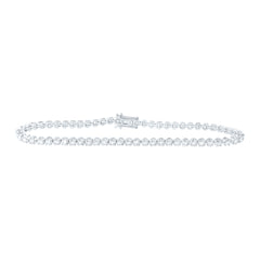 10kt White Gold Womens Round Diamond Classic Tennis Bracelet 2.00 Cttw