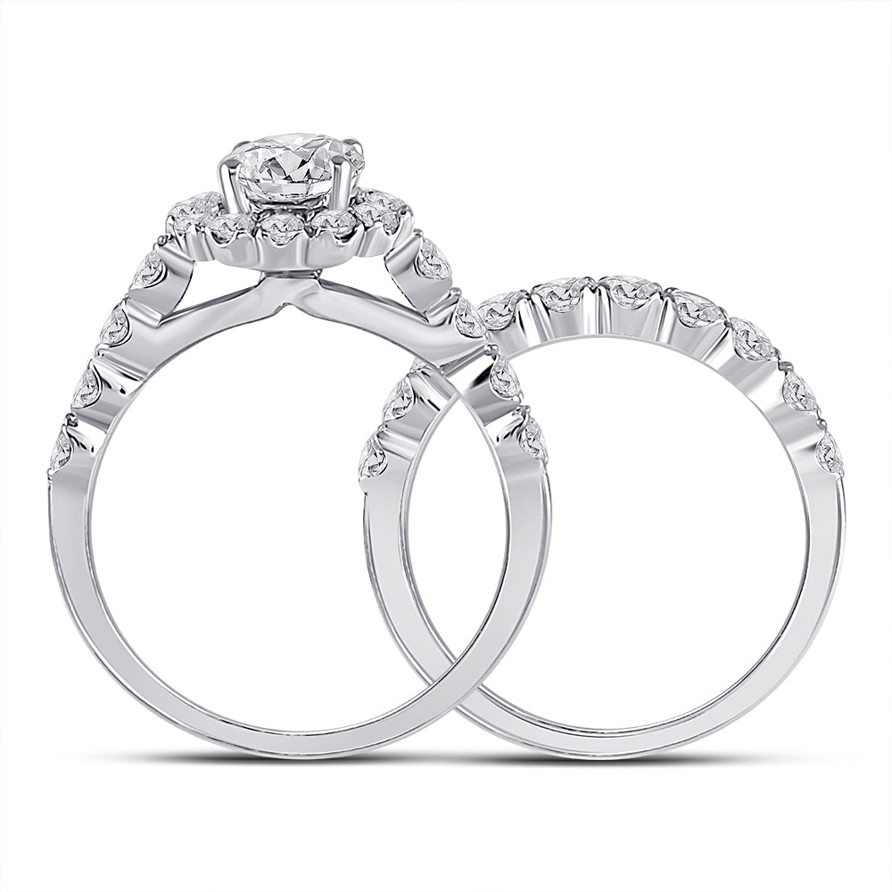 14kt White Gold Womens Round Diamond Bridal Wedding Engagement Ring Band Set 2.00 Cttw (Certified)