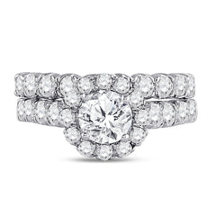14kt White Gold Womens Round Diamond Bridal Wedding Engagement Ring Band Set 2.00 Cttw (Certified)