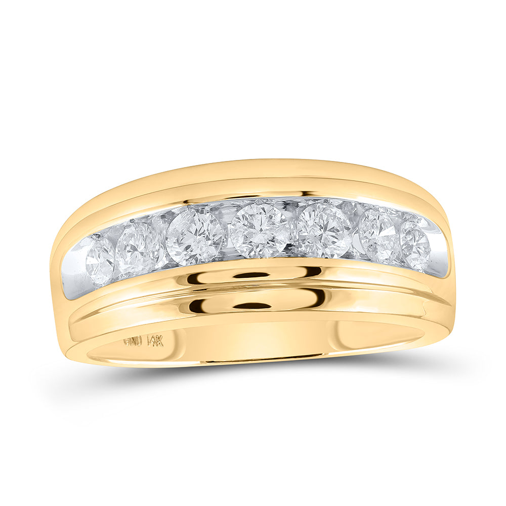 14K Yellow Gold Mens Round Natural Diamond Wedding Channel-Set Band Ring 1.00 CTW 5.28 Gram
