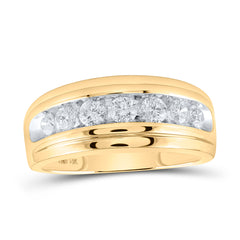 14K Yellow Gold Mens Round Natural Diamond Wedding Channel-Set Band Ring 1.00 CTW 5.28 Gram