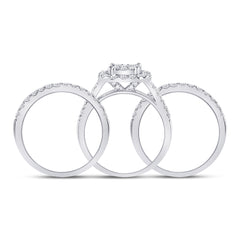 14kt White Gold Womens Round Diamond Bridal Wedding Engagement Ring Band Set 1-1/2 Cttw
