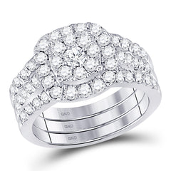 14kt White Gold Womens Round Diamond Bridal Wedding Engagement Ring Band Set 1-1/2 Cttw