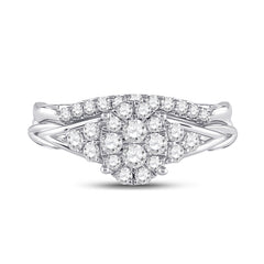 10K White Gold Womens Round Natural Diamond Bridal Wedding Engagement Ring Band Set 5/8 CTW 3.8 Gram