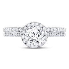 14kt White Gold Womens Round Diamond Bridal Wedding Engagement Ring Band Set 1-3/8 Cttw (Certified)