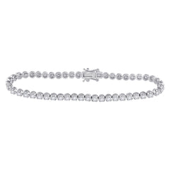 14kt White Gold Womens Round Diamond Timeless Tennis Bracelet 2.00 Cttw