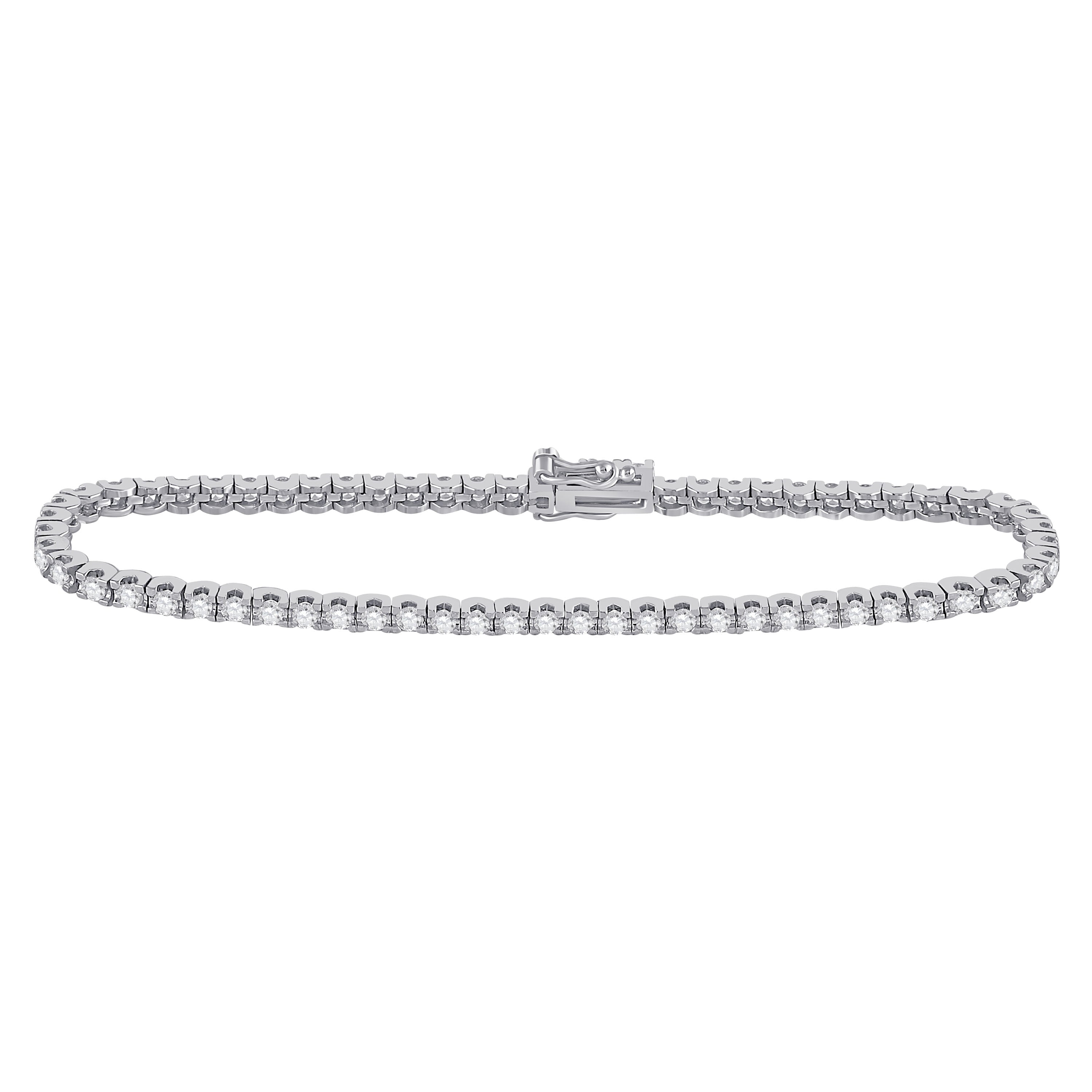14kt White Gold Womens Round Diamond Classic Tennis Bracelet 3.00 Cttw