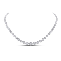 14kt White Gold Womens Round Diamond Graduated Halo Cluster Tennis Necklace 4-7/8 Cttw