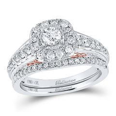 14kt Two-tone Gold Womens Round Diamond Bridal Wedding Engagement Ring Band Set 1.00 Cttw (Certified)