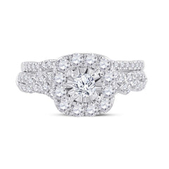 14kt Two-tone Gold Womens Round Diamond Bridal Wedding Engagement Ring Band Set 1-1/2 Cttw (Certified)