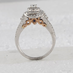 14kt Two-tone Gold Womens Round Diamond Bridal Wedding Engagement Ring Band Set 1-1/5 Cttw (Certified)
