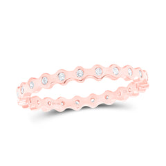 14kt Rose Gold Womens Round Diamond Machine-Set Band Ring 1/5 Cttw