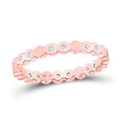 14kt Rose Gold Womens Round Diamond Machine-Set Band Ring 1/8 Cttw