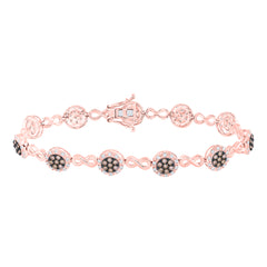10kt Rose Gold Womens Round Diamond Infinity Link Bracelet 2-1/5 Cttw
