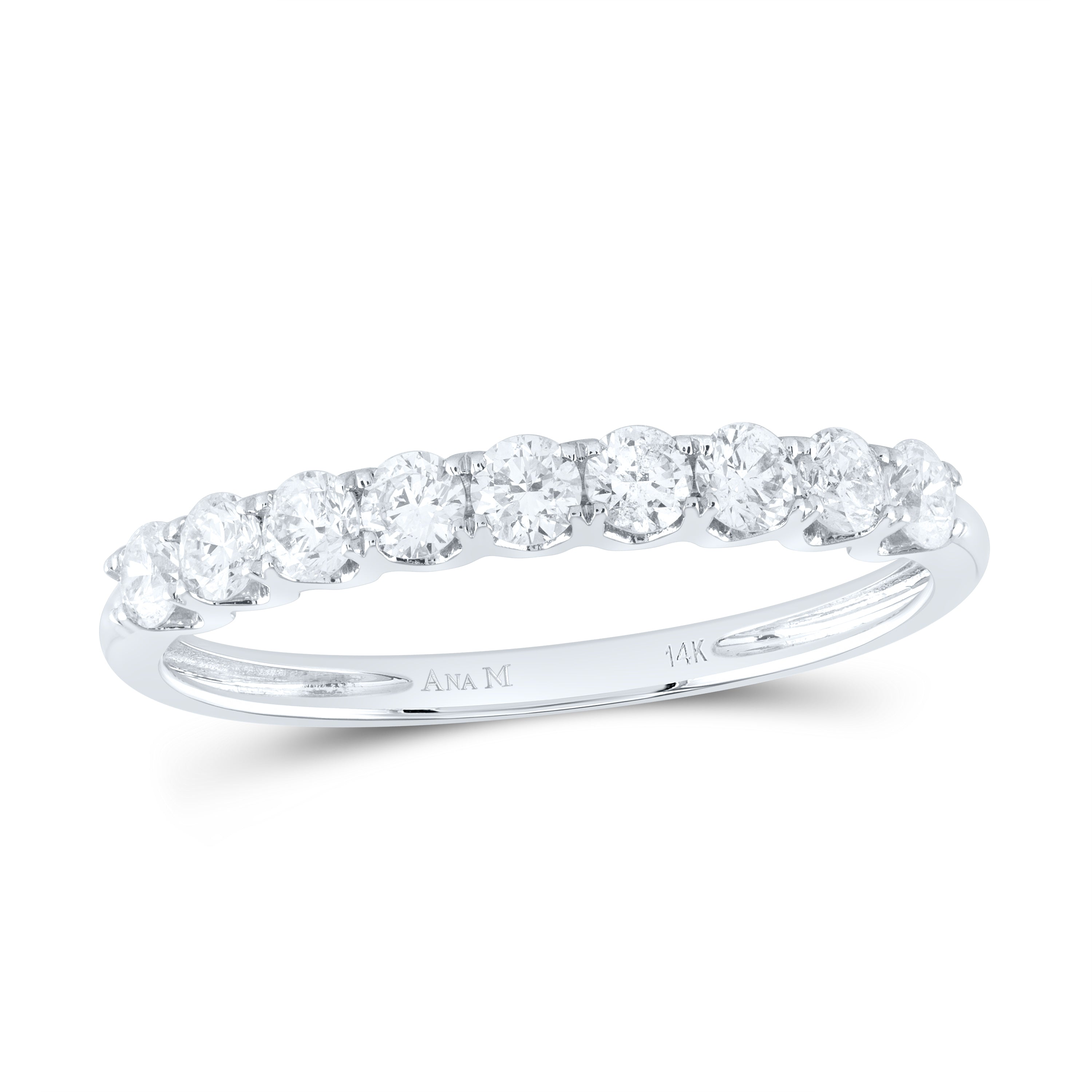 14kt White Gold Womens Round Diamond Anniversary Wedding Band 1/2 Cttw