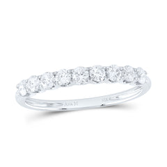 14kt White Gold Womens Round Diamond Anniversary Wedding Band 1/2 Cttw