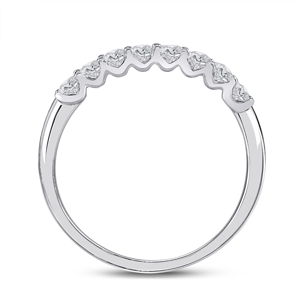 14kt White Gold Womens Round Diamond Classic Anniversary Band Ring 1/2 Cttw